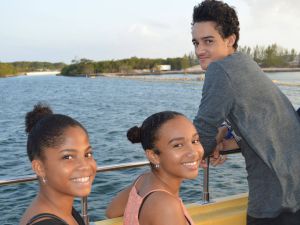(L-R) Alecia McDonald, Eja Parchment, and Christopher Rivers were among the students on the Mentoring Cayman cruise