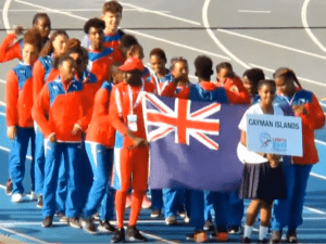 Cayman Islands CARIFTA team at the opening ceremony